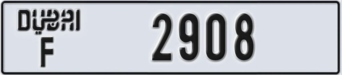UAE License Plate Dubai F 2908