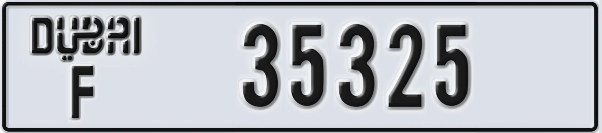 UAE License Plate Dubai F 35325