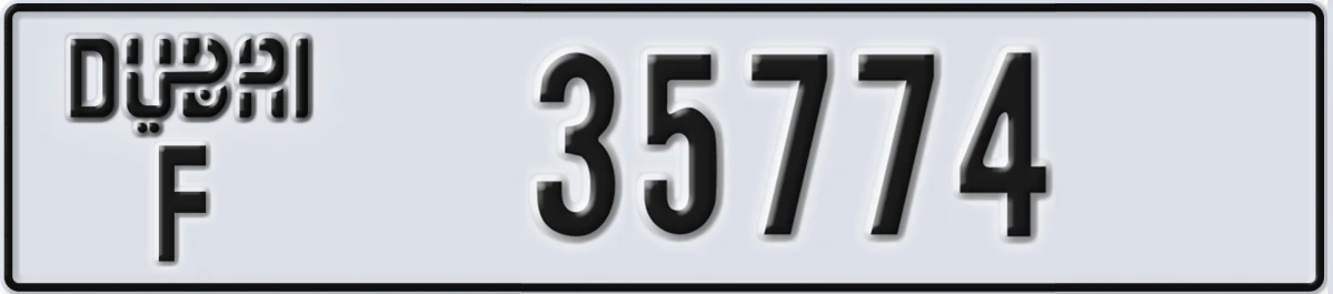 UAE License Plate Dubai F 35774