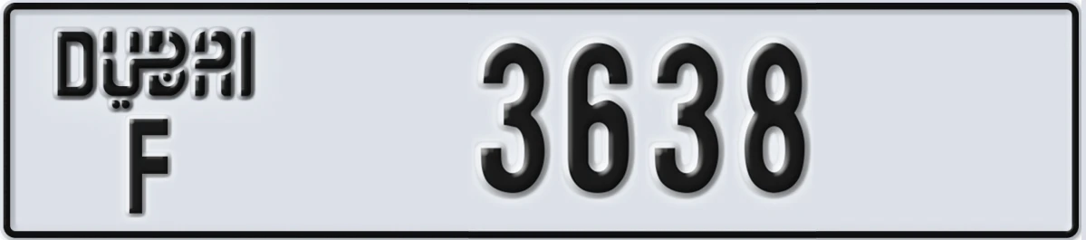 UAE License Plate Dubai F 3638