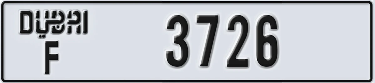 UAE License Plate Dubai F 3726