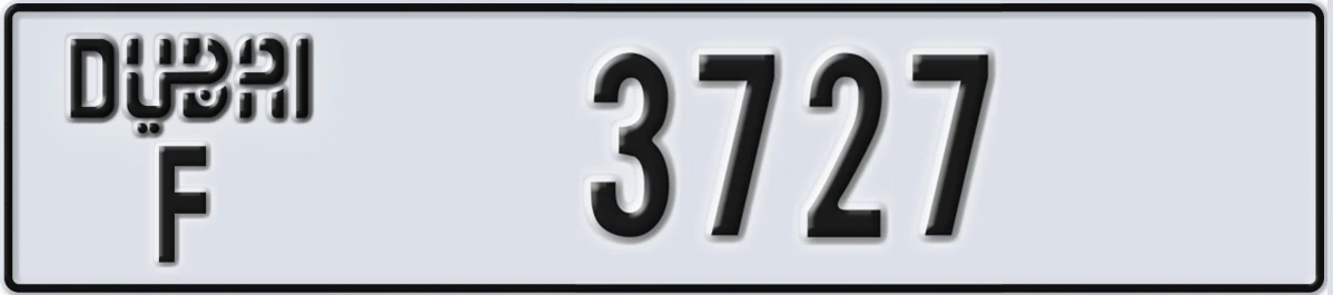 UAE License Plate Dubai F 3727