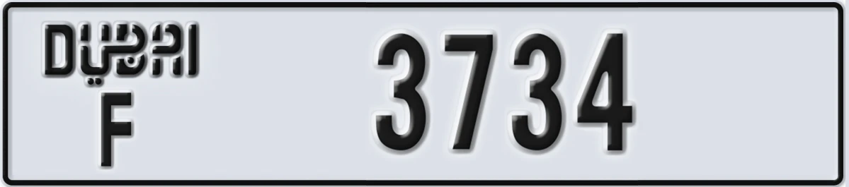 UAE License Plate Dubai F 3734