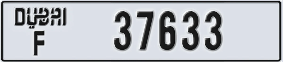 UAE License Plate Dubai F 37633