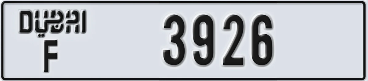 UAE License Plate Dubai F 3926