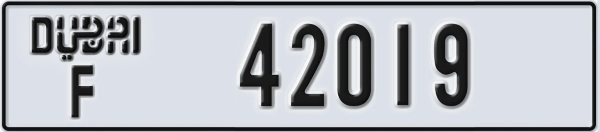 UAE License Plate Dubai F 42019