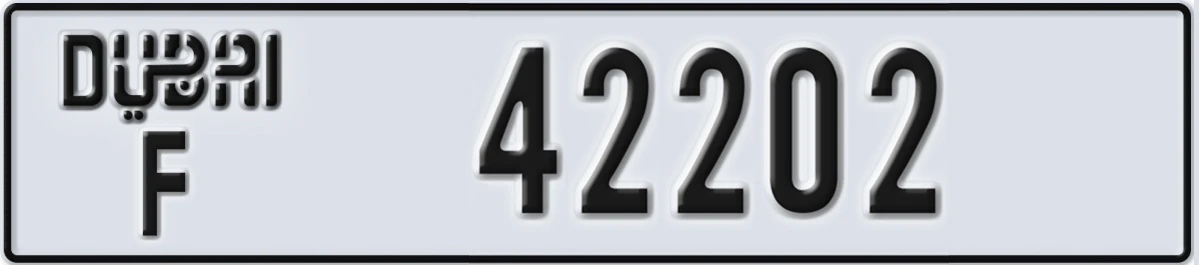 UAE License Plate Dubai F 42202