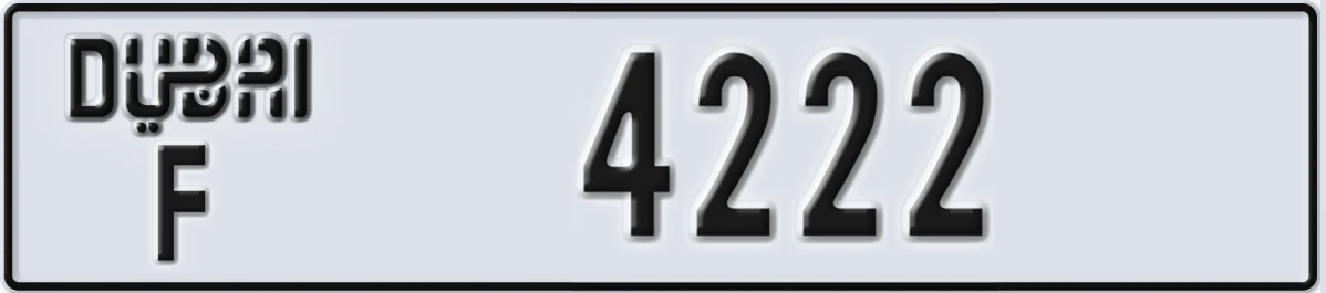 UAE License Plate Dubai F 4222