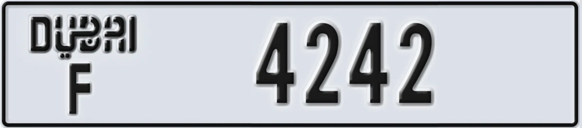 UAE License Plate Dubai F 4242