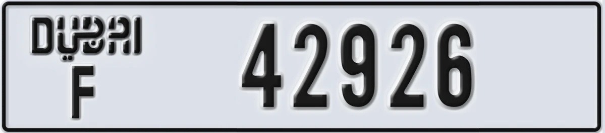 UAE License Plate Dubai F 42926