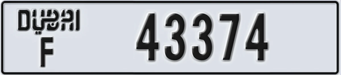 UAE License Plate Dubai F 43374