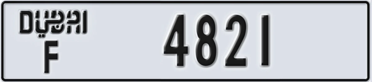 UAE License Plate Dubai F 4821