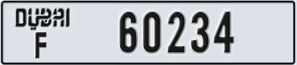UAE License Plate Dubai F 60234