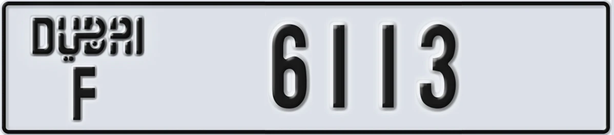 UAE License Plate Dubai F 6113