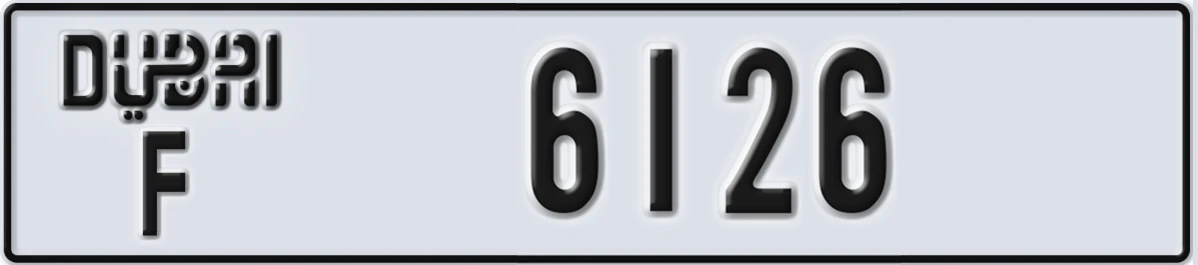 UAE License Plate Dubai F 6126