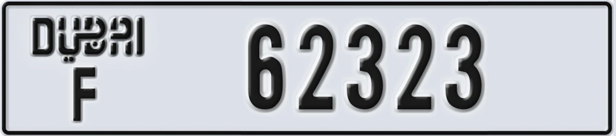 UAE License Plate Dubai F 62323