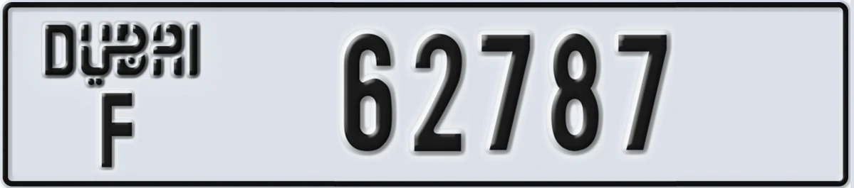 UAE License Plate Dubai F 62787