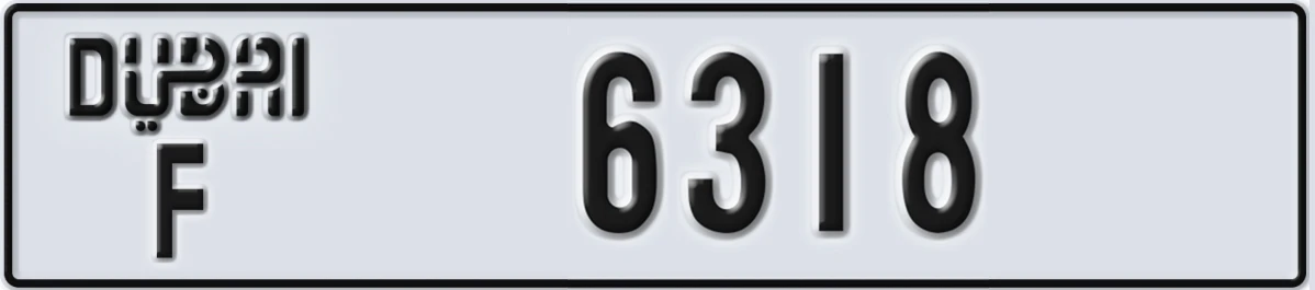 UAE License Plate Dubai F 6318