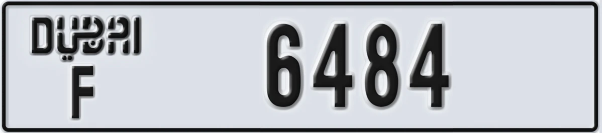 UAE License Plate Dubai F 6484