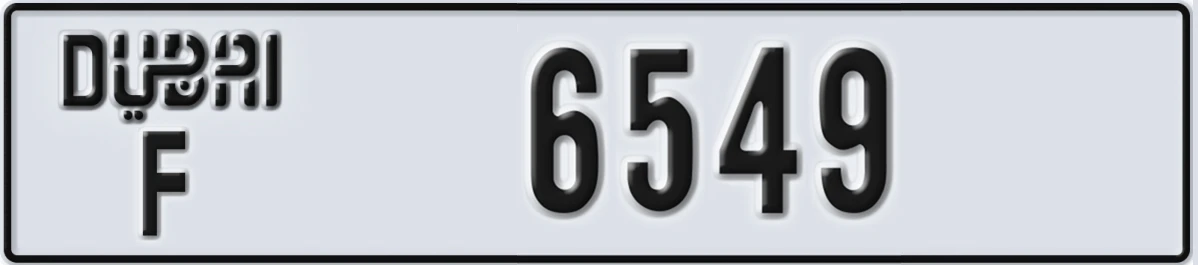 UAE License Plate Dubai F 6549