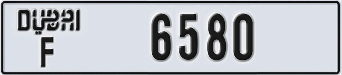 UAE License Plate Dubai F 6580