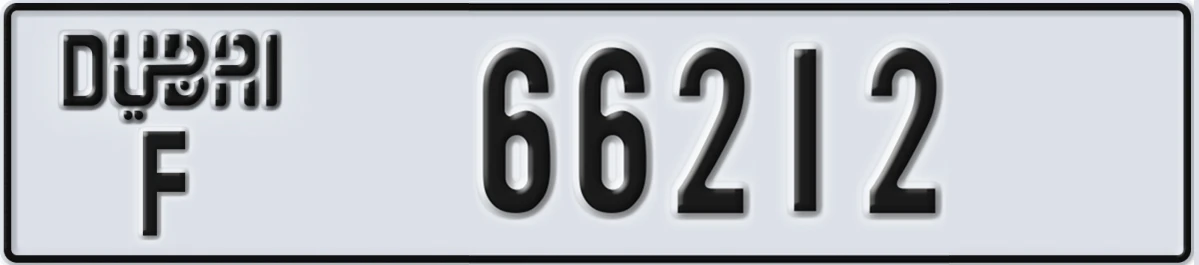 UAE License Plate Dubai F 66212