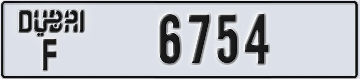 UAE License Plate Dubai F 6754