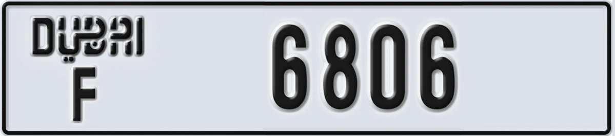UAE License Plate Dubai F 6806