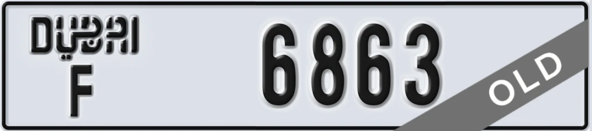 UAE License Plate Dubai F 6863