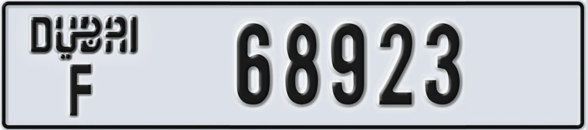 UAE License Plate Dubai F 68923