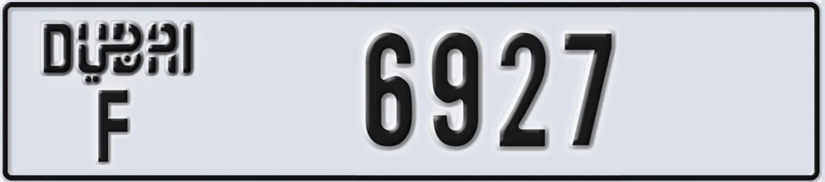 UAE License Plate Dubai F 6927