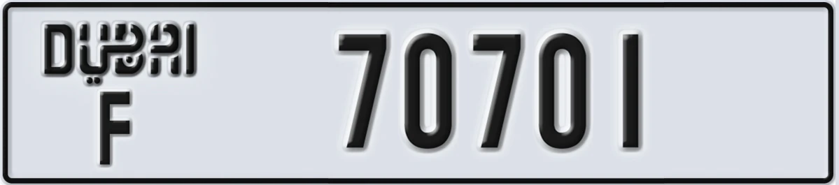 UAE License Plate Dubai F 70701