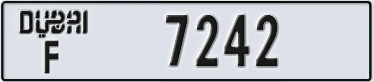 UAE License Plate Dubai F 7242