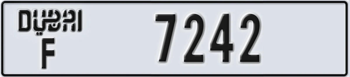 UAE License Plate Dubai F 7242