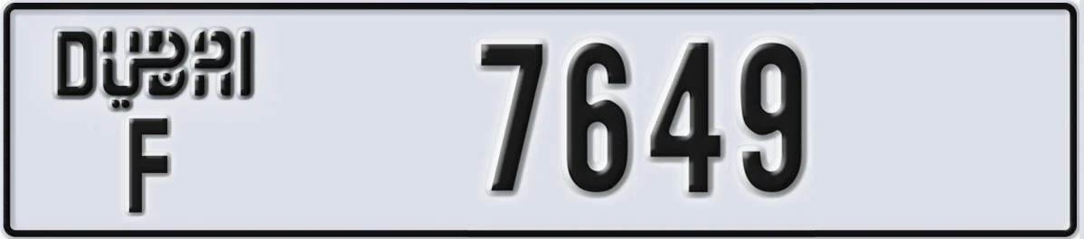 UAE License Plate Dubai F 7649