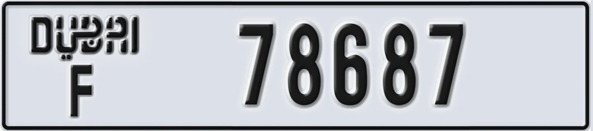 UAE License Plate Dubai F 78687