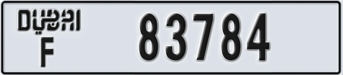 UAE License Plate Dubai F 83784