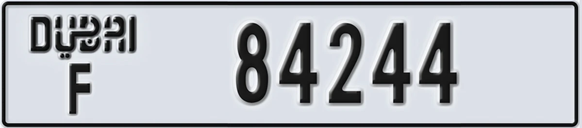 UAE License Plate Dubai F 84244