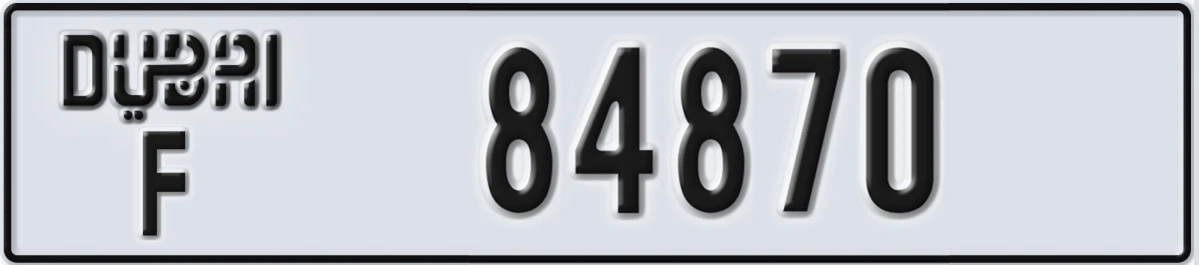 UAE License Plate Dubai F 84870