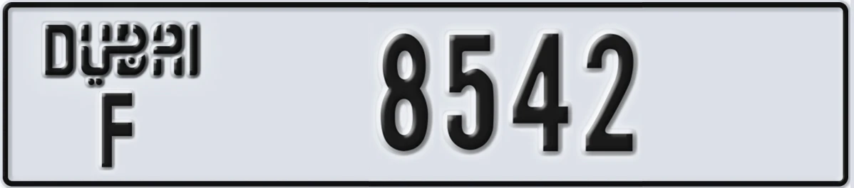 UAE License Plate Dubai F 8542