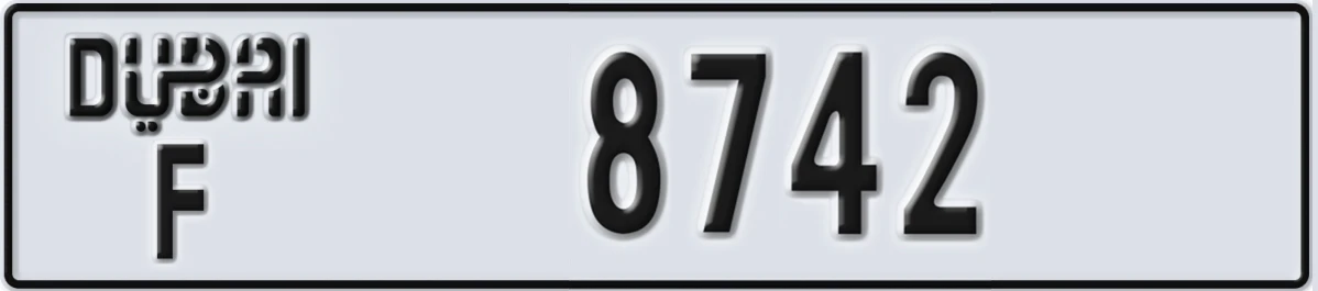 UAE License Plate Dubai F 8742