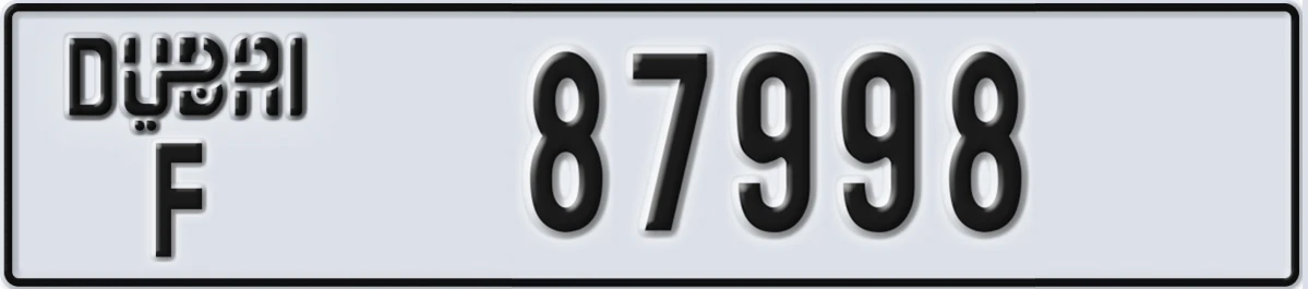 UAE License Plate Dubai F 87998