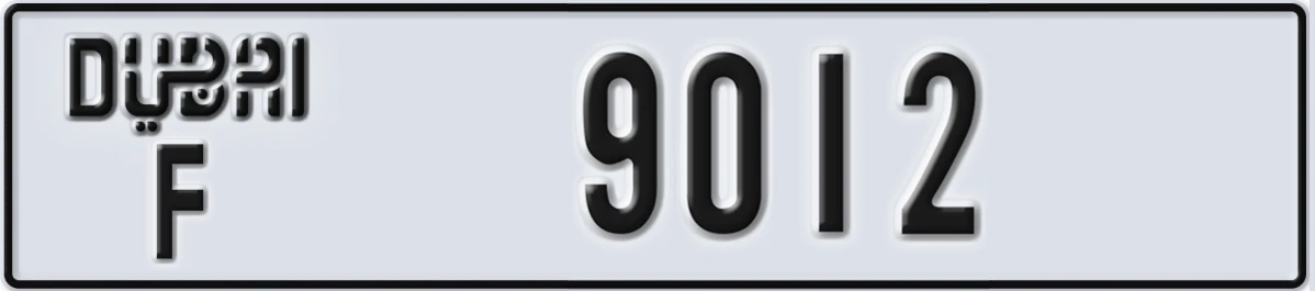 UAE License Plate Dubai F 9012
