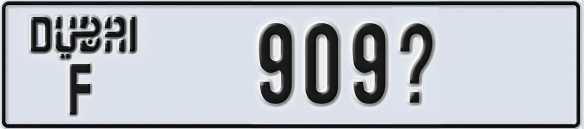 UAE License Plate Dubai F 909X