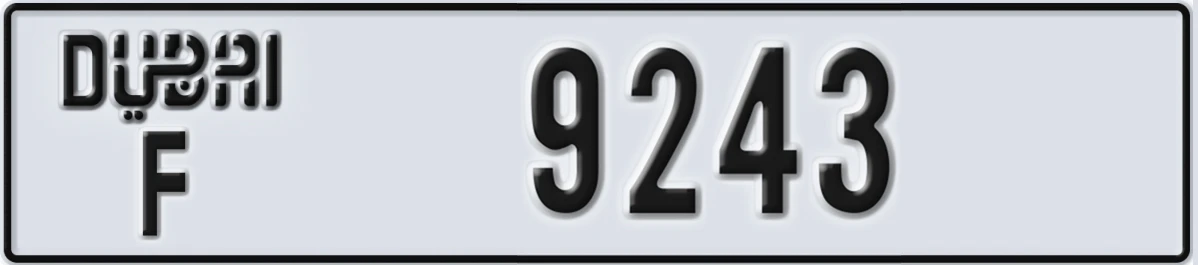 UAE License Plate Dubai F 9243