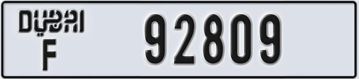 UAE License Plate Dubai F 92809