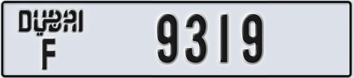 UAE License Plate Dubai F 9319