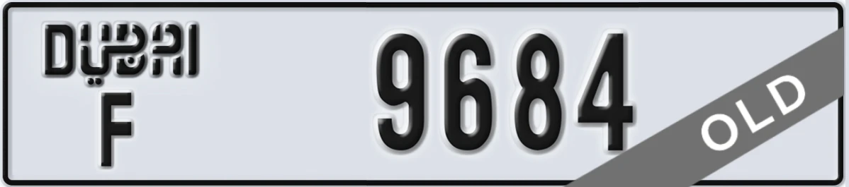 UAE License Plate Dubai F 9684