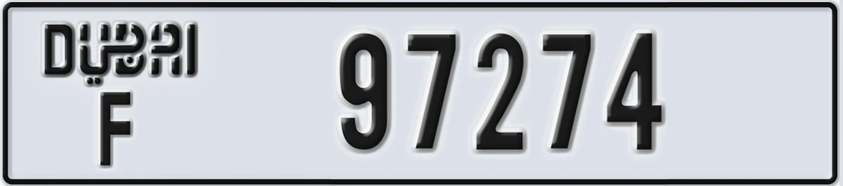 UAE License Plate Dubai F 97274