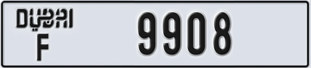 UAE License Plate Dubai F 9908